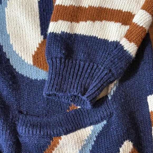 Vintage 90s I.B. Diffusion Geometric Cardigan– Women’s Small Abstract Navy Brown - Picture 7 of 8